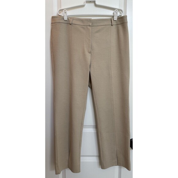 J. Mclaughlin Tan Deanne Straight Leg Split Leg Hem Pants 14 Quiet Luxury Office - Picture 3 of 10